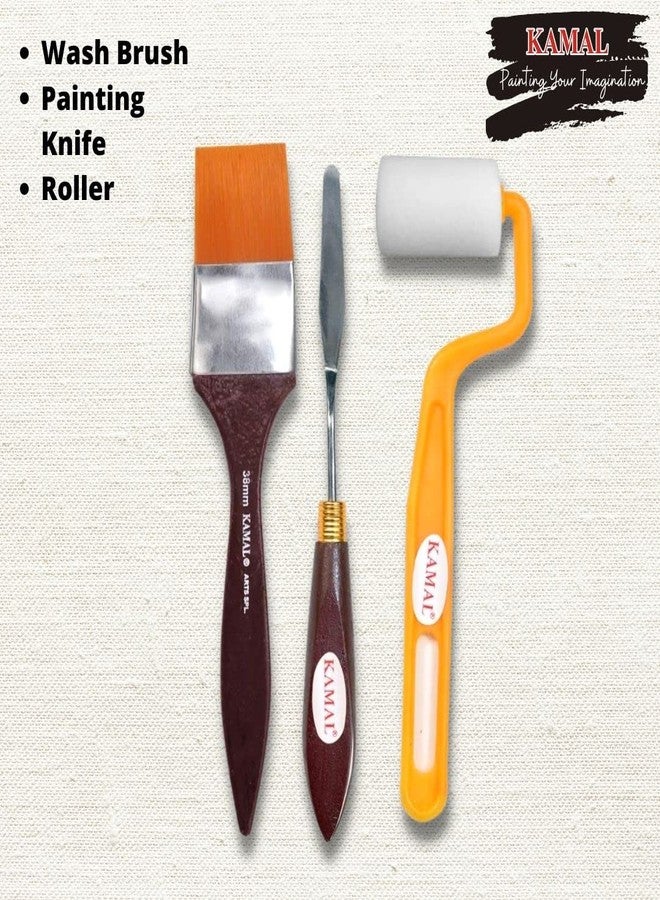 KAMAL Artist Quality Matte Handle Essential Painting Tool Kit with Synthetic bristles Brushes for Watercolor, Watercolour, Acrylic, Oil Painting (8) - Image 4